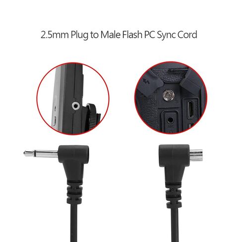 PC Sync Cord, Professional 2.5mm Plug to Male Flash Sync Cable for Camera Equipment 12 Inch 30cm Durable Lightweight Photography Accessory in Kuwait