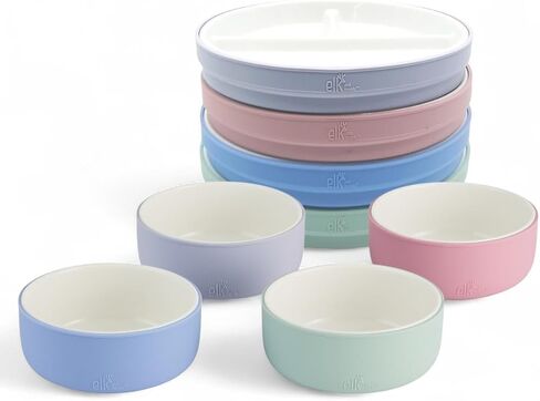 Elk and Friends Kids Porcelain Mealtime Bundle | 7.8" Plates & Bowls | 8 Pcs | Microwave & Dishwasher Safe in Kuwait