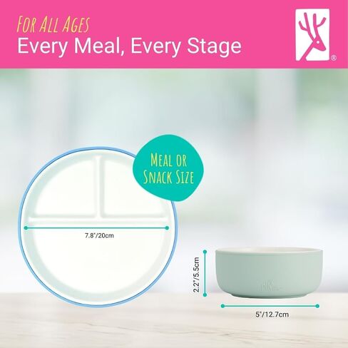 Elk and Friends Kids Porcelain Mealtime Bundle | 7.8" Plates & Bowls | 8 Pcs | Microwave & Dishwasher Safe in Kuwait