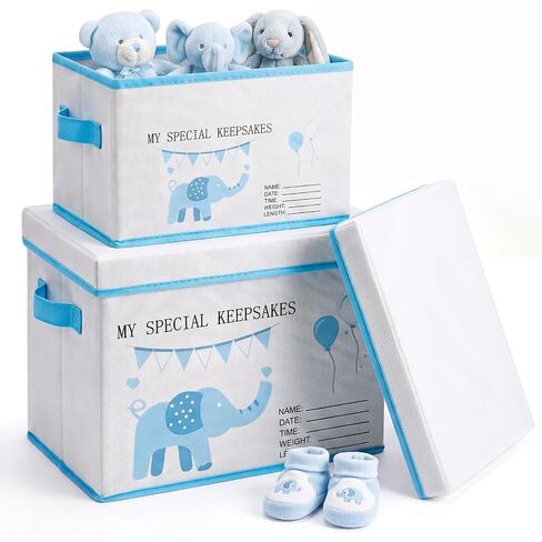 LemonRoad Baby Memories Keepsake Box with Lid 12.6/8.66 Inch Baby Shower Elephant First Keepsake Box New Parent Newborn Baptismal Birthday Gift for Mementos Travel Loved Ones Treasured Keepsakes in Kuwait