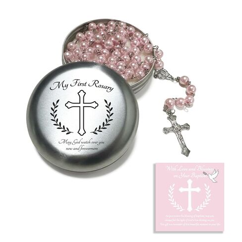 Asix Toy Baptism Rosary Gifts for Girls Boys,My First Rosary with Keepsake Box for Baby Shower Holy First Communion,Christening Gifts from Godmother. (Blue) in Kuwait