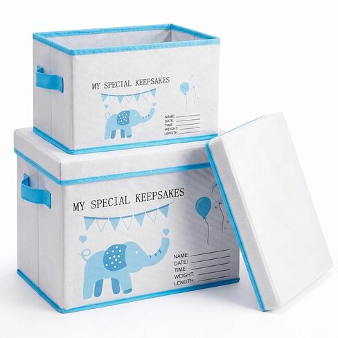LemonRoad Baby Memories Keepsake Box with Lid 12.6/8.66 Inch Baby Shower Elephant First Keepsake Box New Parent Newborn Baptismal Birthday Gift for Mementos Travel Loved Ones Treasured Keepsakes in Kuwait