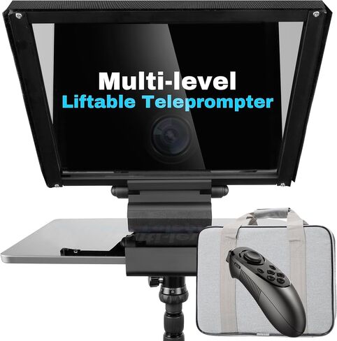 i7 /14-inch teleprompter with Remote Control, Adjustable Camera mounting Platform (Aluminum), rotatable Tempered Optical Glass, Carrying case Included. in Kuwait