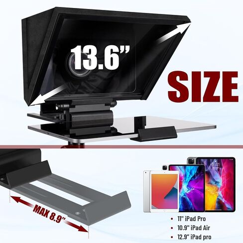 i7 /14-inch teleprompter with Remote Control, Adjustable Camera mounting Platform (Aluminum), rotatable Tempered Optical Glass, Carrying case Included. in Kuwait