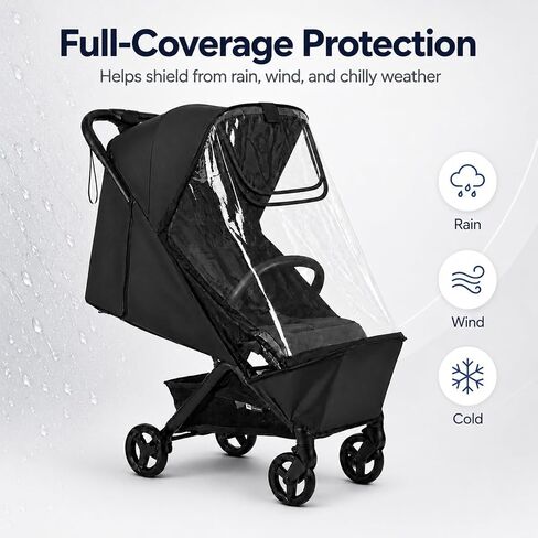 Stroller Rain Cover Compatible with Bugaboo Butterfly & Butterfly 2, Clear Weather Shield with Front Access Window, Ventilation Holes & Built-in Storage Pouch, Full Coverage Protection in Kuwait