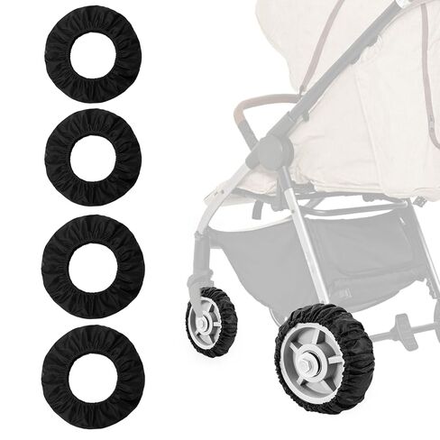 4 Pcs Baby Stroller Wheel Covers, Dustproof & Noise Reducing Protective Tire Covers,Stroller Dustproof Tire Protector for Toddler Car in Kuwait