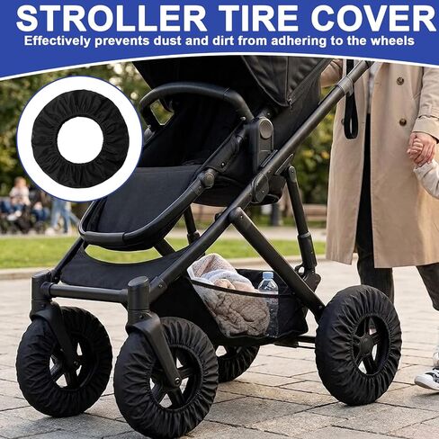 4 Pcs Baby Stroller Wheel Covers, Dustproof & Noise Reducing Protective Tire Covers,Stroller Dustproof Tire Protector for Toddler Car in Kuwait