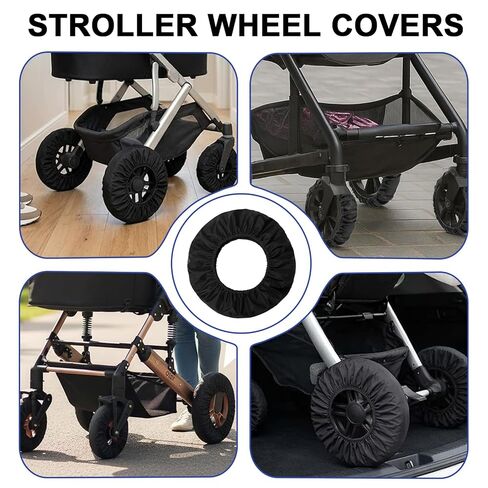 4 Pcs Baby Stroller Wheel Covers, Dustproof & Noise Reducing Protective Tire Covers,Stroller Dustproof Tire Protector for Toddler Car in Kuwait
