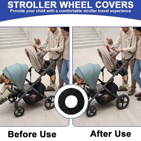 4 Pcs Baby Stroller Wheel Covers, Dustproof & Noise Reducing Protective Tire Covers,Stroller Dustproof Tire Protector for Toddler Car in Kuwait