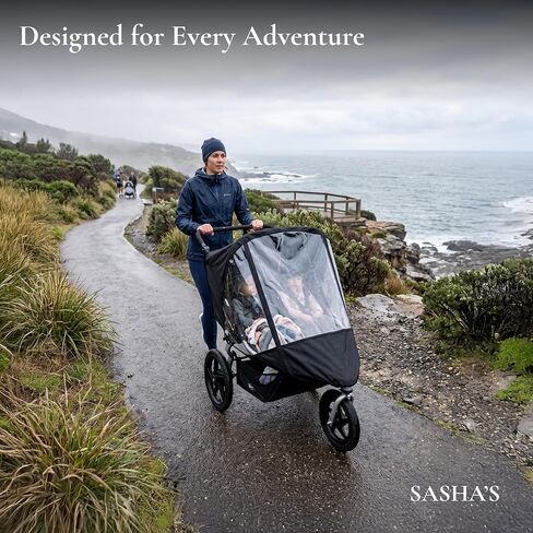 Rain Cover for BOB Gear Duallie Double Jogging Strollers - Zipper Access, EVA, High Performance Weather Shield by SASHA'S (Stroller Not Included) in Kuwait