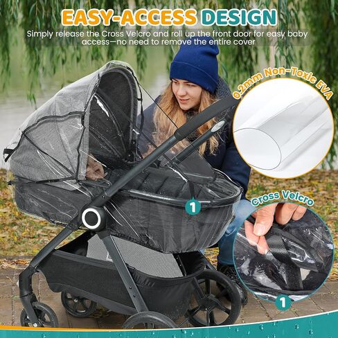 Stroller Rain Cover, Universal Rain Cover for Stroller, with Window for Easy Access, Breathable Baby Travel Weather Shield Stroller Accessories, Clear in Kuwait