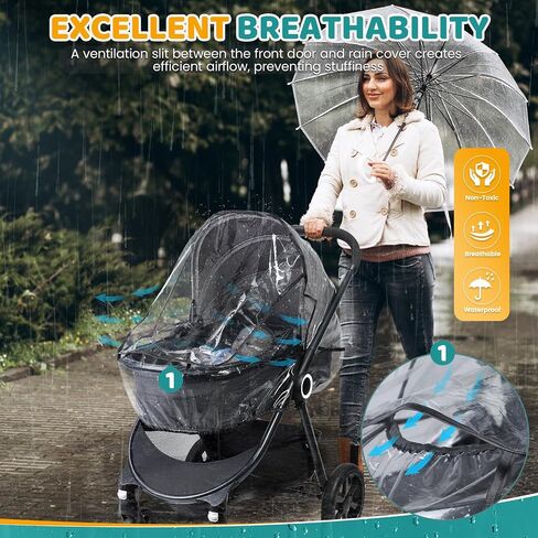Stroller Rain Cover, Universal Rain Cover for Stroller, with Window for Easy Access, Breathable Baby Travel Weather Shield Stroller Accessories, Clear in Kuwait