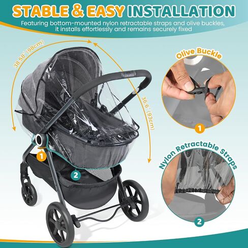 Stroller Rain Cover, Universal Rain Cover for Stroller, with Window for Easy Access, Breathable Baby Travel Weather Shield Stroller Accessories, Clear in Kuwait
