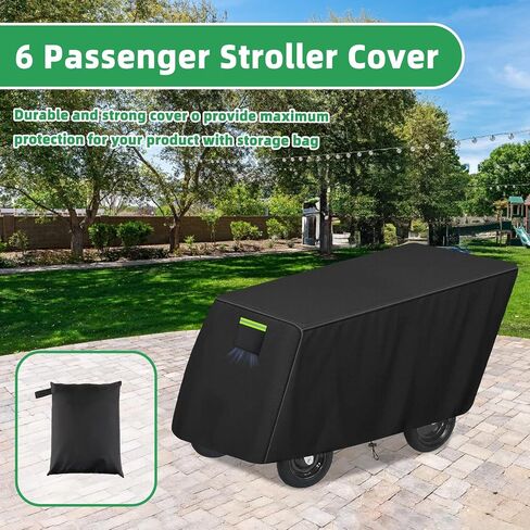 6-Passenger Stroller Cover Compatible with Angeles Bye Bye Buggy, 600D Heavy-Duty Waterproof Protection with 50+ UPF UV Shield, for Commercial Daycare & Preschool Strollers, Black in Kuwait
