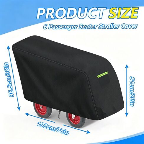 6 Passenger Seater Stroller Cover,600D Heavy Duty Waterproof & Dustproof Covers for Buggy Tarp Commercial Daycare and Preschool Strollers, All-Weather, Black in Kuwait