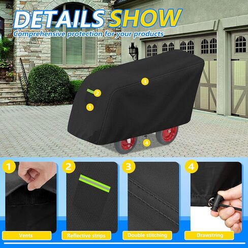 6 Passenger Seater Stroller Cover,600D Heavy Duty Waterproof & Dustproof Covers for Buggy Tarp Commercial Daycare and Preschool Strollers, All-Weather, Black in Kuwait