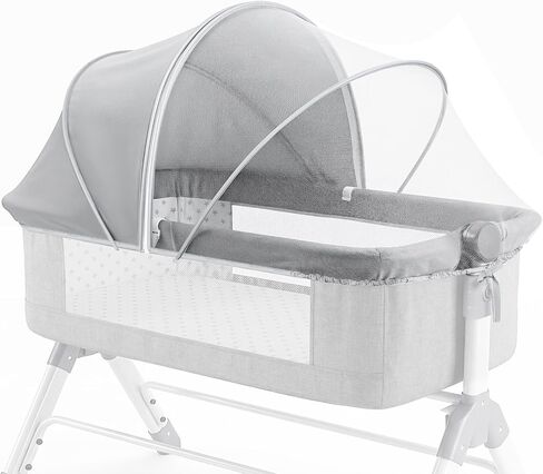 Orzbow Bassinet Cover for Cats - Half-Blackout Breathable Mosquito Net Canopy for Cradles/Travel and Mini Cribs, Baby Mosquito Net to Keep Pets Out, Baby Bassinet Accessories, Two-Way Zippers, White in Kuwait