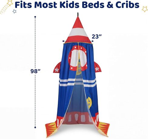 MABOZOO Rocket Bed Canopy for Kids, Blue Space Play Tent, Mosquito Net | 98x23 in, Reading Nook, Boys Room Decor, Easy Install, Gift for Kids, Bedroom, Playroom & Floor Bed in Kuwait