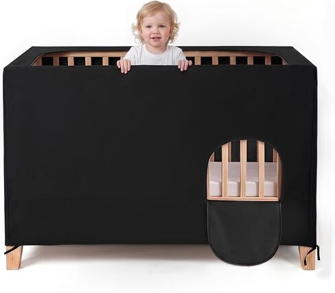 Blackout Crib Cover, Breathable Canopy for Full Size Crib | Travel Crib Cover，Breathable Baby Netting Cover，Tent for Indoor or Outdoor，Portable Stretchy Netting Cover in Kuwait