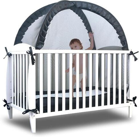 TUPI Crib Tent Safety Net to Keep Baby in,Black | Pop Up Crib Tent,Keep Baby from Climbing Out,Mosquito Net for Baby Crib,Ultra Stable Frame,Durable Strong Self-Locking Zipper in Kuwait