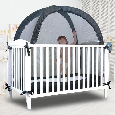 TUPI Crib Tent Safety Net to Keep Baby in,Black | Pop Up Crib Tent,Keep Baby from Climbing Out,Mosquito Net for Baby Crib,Ultra Stable Frame,Durable Strong Self-Locking Zipper in Kuwait