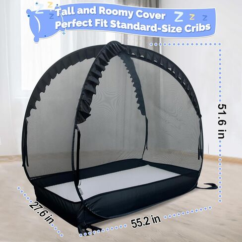 TUPI Crib Tent Safety Net to Keep Baby in,Black | Pop Up Crib Tent,Keep Baby from Climbing Out,Mosquito Net for Baby Crib,Ultra Stable Frame,Durable Strong Self-Locking Zipper in Kuwait