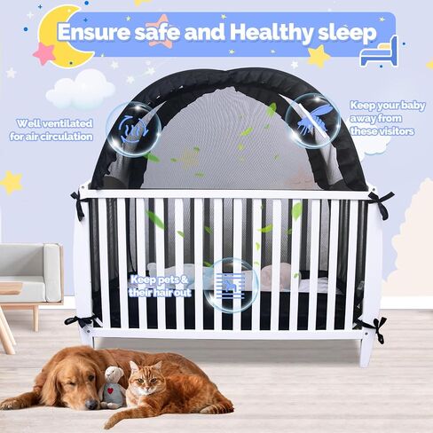 TUPI Crib Tent Safety Net to Keep Baby in,Black | Pop Up Crib Tent,Keep Baby from Climbing Out,Mosquito Net for Baby Crib,Ultra Stable Frame,Durable Strong Self-Locking Zipper in Kuwait