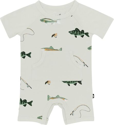 KYTE BABY Infant Shortall Romper, One-Piece Short Sleeve Outfit, Snap Closure, Ultra Soft Rayon Made From Bamboo in Kuwait