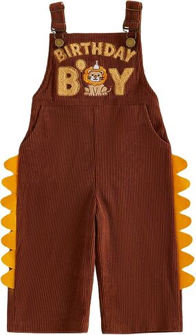 Birthday Boy Outfit Animal Corduroy Overalls Jumpsuit Pants Clothes | Toddler Baby Boy Clothes 1 2 3 4 5 Year Old Birthday Outfit Animal Corduroy Overalls Jumpsuit Suspender Pants in Saudi Arabia