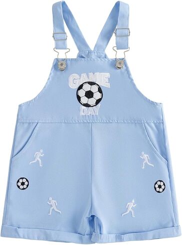 Rtnnsbbfcm Toddler Baby Boy Outfits Game Day Clothes Golf Overalls Jumpsuit | Little Boy Outfits Ball Games Overalls Shorts Contrast Color Jumpsuit Sleeveless Suspender Romper Cute Clothes for Boys in Kuwait