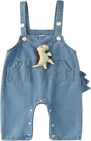CAHL&FAUO Baby Denim Overall Toddler Soft Cute Workwear Bib Pants Jeans Cute Suspender Jumpsuit in Kuwait