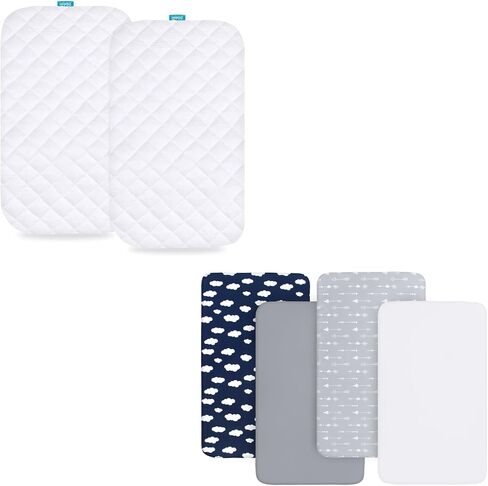 Waterproof Bassinet Mattress Pad 2 Pack and Baby Bassinet Sheets 4 Pack Compatible with Baby Delight Bassinet in Kuwait