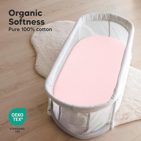KeaBabies 2-Pack Bassinet Sheets for Girls, Boys and 2-Pack Bassinet Sheets - 33x17 Universal Baby Mattress Pad Protector Cover - Soft and Breathable Baby Bedding Cover in Kuwait