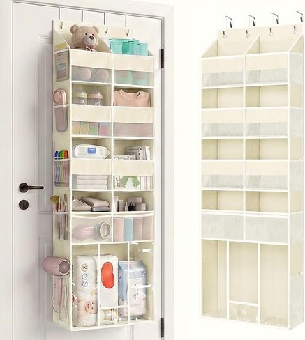 Yecaye Over the Door Organizer 5-Shelf, Behind the Door Storage 80lbs Capacity with Extra Large Pocket, Back of Door Organizer and Storage for Baby Nursery Bedroom Dorm Bathroom RV, Grey in Kuwait