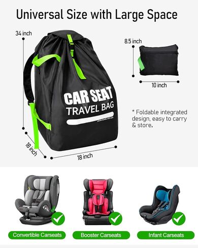Car Seat Travel Bag for Airplane, Thickened Large Car Seat Bags for Air Travel with Comfort Padded Straps, Carseat Storage Bag/Backpack for Carseat Airport, Carseat Cover Travel,Baby Travel Essential in Kuwait