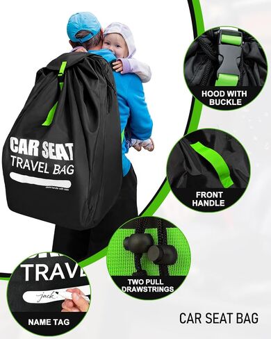 Car Seat Travel Bag for Airplane, Thickened Large Car Seat Bags for Air Travel with Comfort Padded Straps, Carseat Storage Bag/Backpack for Carseat Airport, Carseat Cover Travel,Baby Travel Essential in Kuwait
