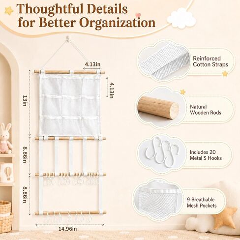 Headband Holder, Hair Bow Organizer for Girls, Large Capacity Pre-Assembled Hair Accessories Display for Headbands, Bows, Clips & Scrunchies, Wall Hanging Nursery Room Decor in Kuwait