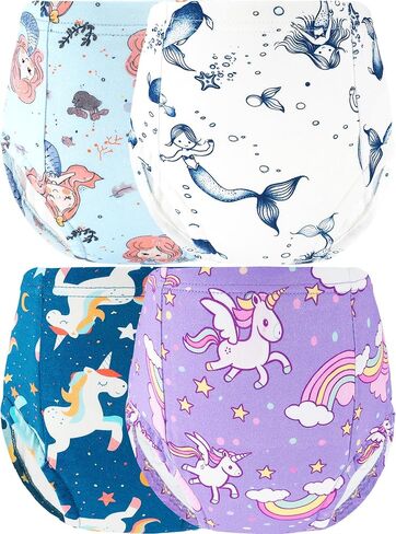Girls Potty Training Underwear Toilet Potty Underpants Cotton Absorbent Leak-Resistant Feel Wet 4 Pack for Toddler Baby 6 Unicorn Mermaid in Saudi Arabia