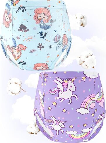 Girls Potty Training Underwear Toilet Potty Underpants Cotton Absorbent Leak-Resistant Feel Wet 4 Pack for Toddler Baby 6 Unicorn Mermaid in Saudi Arabia