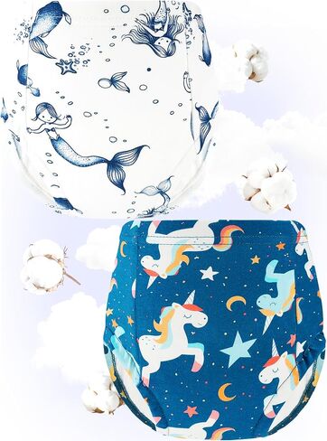 Girls Potty Training Underwear Toilet Potty Underpants Cotton Absorbent Leak-Resistant Feel Wet 4 Pack for Toddler Baby 6 Unicorn Mermaid in Saudi Arabia