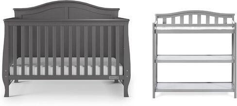 Child Craft Camden Crib and Changing Table Nursery Set, 2-Piece, Includes 4-in-1 Convertible Crib and Changing Table, Grows with Your Baby (Matte White) in Kuwait