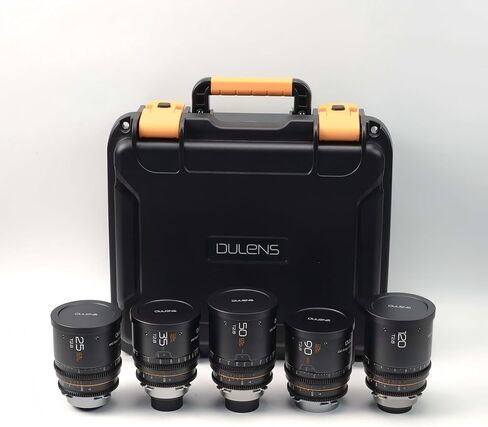DULENS Triassic Prime 5-Lens Cine Set: 25mm, 35mm, 50mm, 90mm, 120mm – PL Mount Full Frame Cinema Lens Kit with Hard Case (Black) in Kuwait