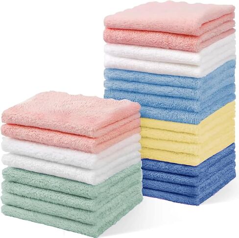 Cuddle Campus 24 Pack Baby Washcloths, 7 x 9 Inch Microfiber Coral Fleece Baby Bath Towels, Ultra Soft Extra Absorbent Face Wash Cloths & Burp Cloths for Newborns Infants Toddlers in Kuwait