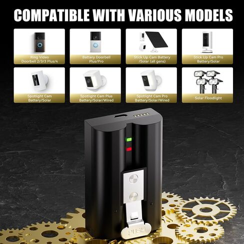 Lesaps 2-Pack 6040mAh Replacement Battery for Ring Camera Doorbell- Upgrade Ring Battery and Charger Kit for Ring Video Doorbell 2/3/3 Plus/4, Spotlight Cam, Stick Up Cam and Peephole Cam Indoor in Kuwait