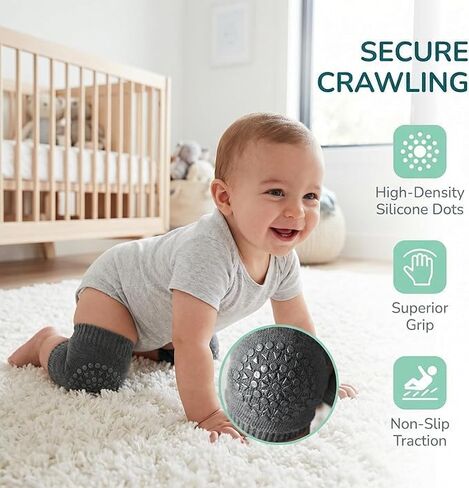 Baby Knee Pads for Crawling, Anti-Slip Soft Cotton Knee & Elbow Protectors, Stretchable Breathable Knee Guards for Infants & Toddlers, 1 pair in Kuwait