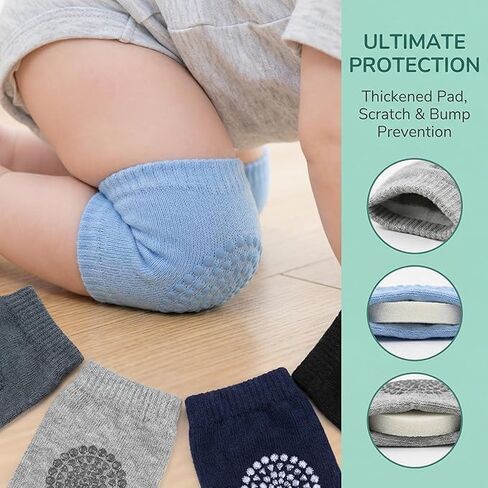 Baby Knee Pads for Crawling, Anti-Slip Soft Cotton Knee & Elbow Protectors, Stretchable Breathable Knee Guards for Infants & Toddlers, 1 pair in Kuwait
