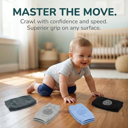 Baby Knee Pads for Crawling, Anti-Slip Soft Cotton Knee & Elbow Protectors, Stretchable Breathable Knee Guards for Infants & Toddlers, 1 pair in Kuwait