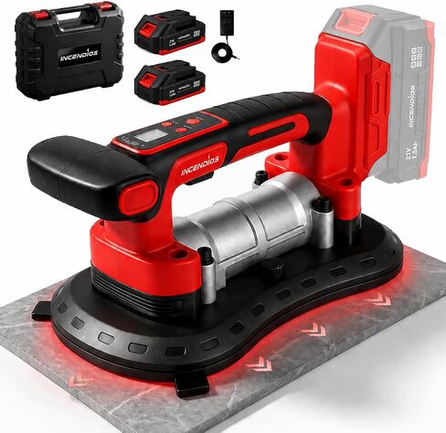 Cordless Electric Tile Vibration Tool 280cm, 882lbs/400kg Suction Power, 28,000 RPM, 9-Speed Adjustable, Handheld Automatic Tile Vibrator for Tiling Leveling Laying,2 Batteries Included in Kuwait