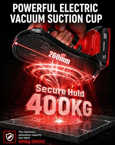 Cordless Electric Tile Vibration Tool 280cm, 882lbs/400kg Suction Power, 28,000 RPM, 9-Speed Adjustable, Handheld Automatic Tile Vibrator for Tiling Leveling Laying,2 Batteries Included in Kuwait
