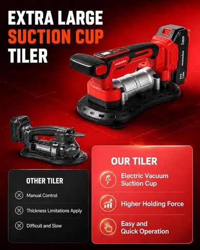 Cordless Electric Tile Vibration Tool 280cm, 882lbs/400kg Suction Power, 28,000 RPM, 9-Speed Adjustable, Handheld Automatic Tile Vibrator for Tiling Leveling Laying,2 Batteries Included in Kuwait